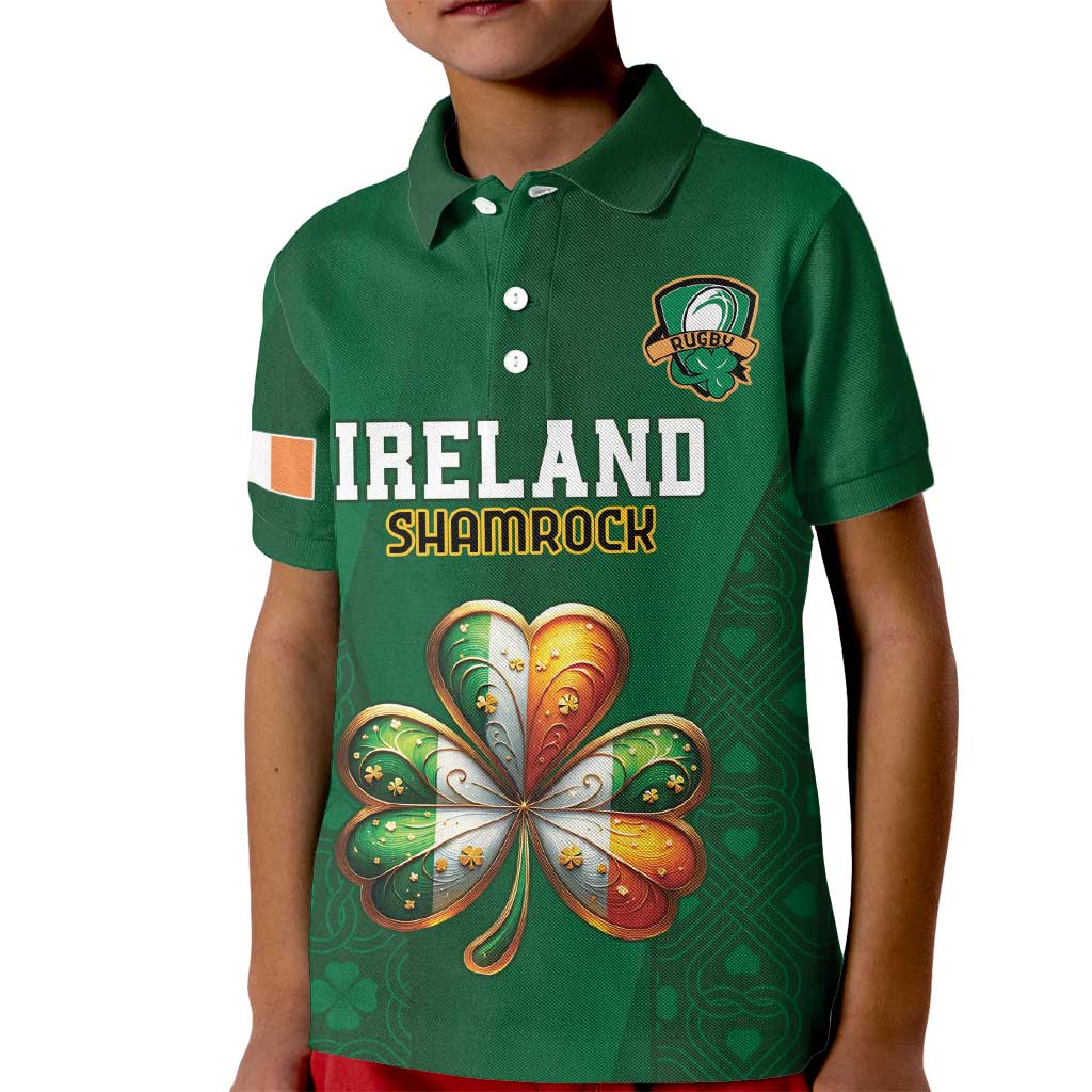 Custom Ireland Rugby Kid Polo Shirt Shamrock With Ireland Flag Colors - Wonder Print Shop