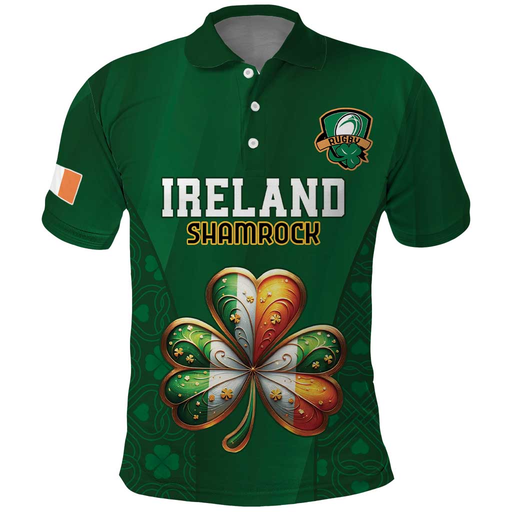 Custom Ireland Rugby Polo Shirt Shamrock With Ireland Flag Colors - Wonder Print Shop