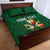 Custom Ireland Rugby Quilt Bed Set Shamrock With Ireland Flag Colors