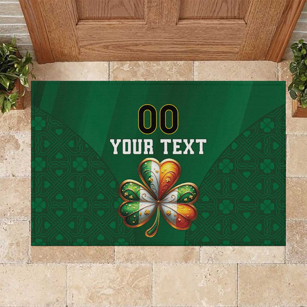 Custom Ireland Rugby Rubber Doormat Shamrock With Ireland Flag Colors