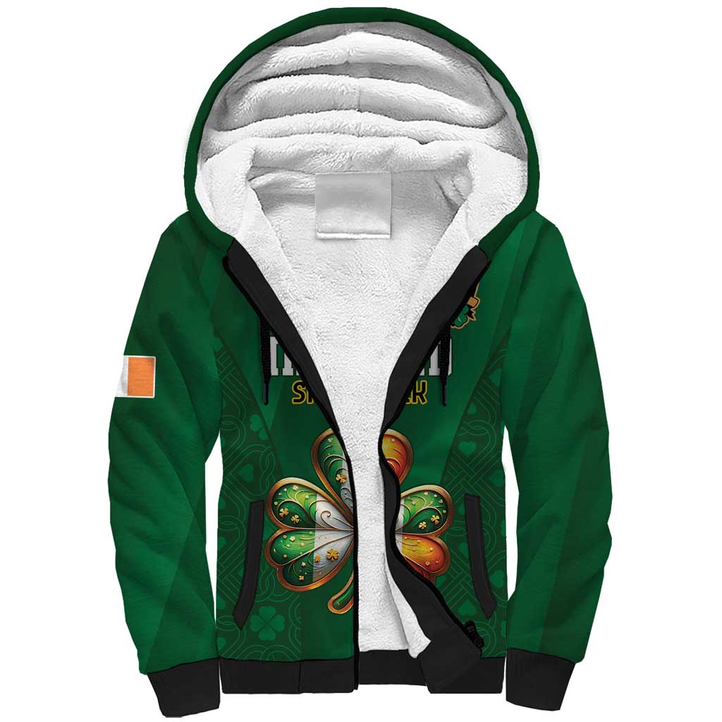 Custom Ireland Rugby Sherpa Hoodie Shamrock With Ireland Flag Colors