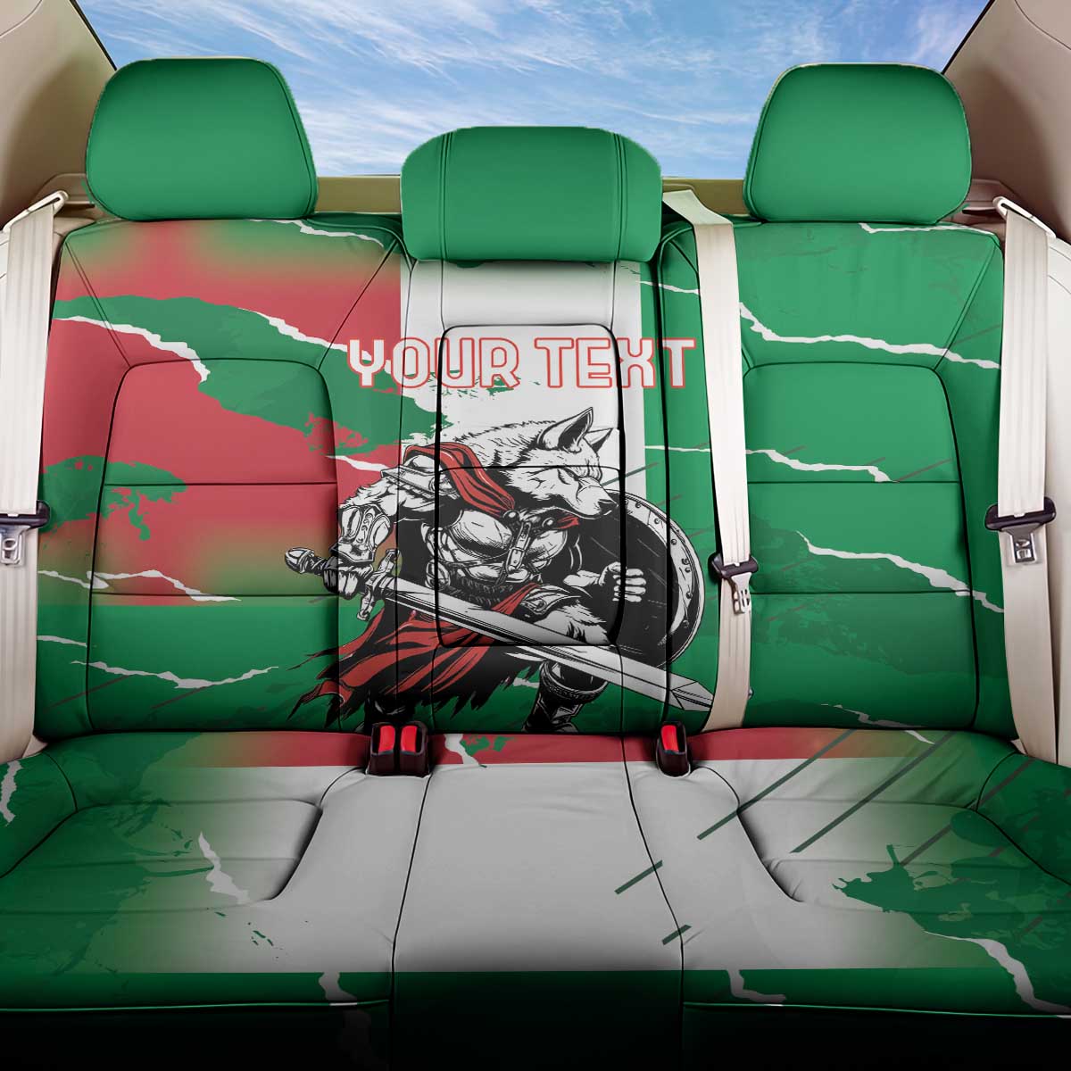 Personalized Italy Back Car Seat Cover Wolf Warrior Grunge Style - Wonder Print Shop