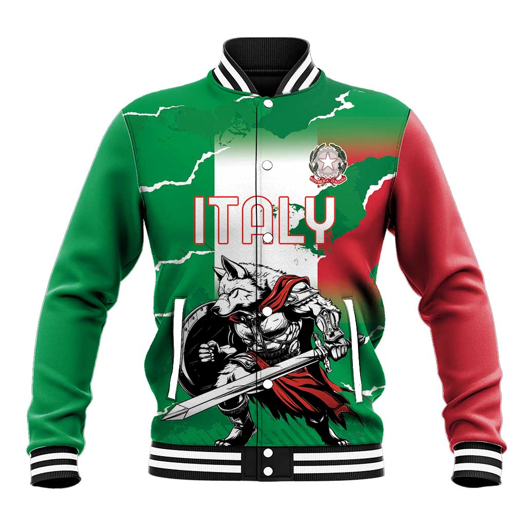 Personalized Italy Baseball Jacket Wolf Warrior Grunge Style - Wonder Print Shop