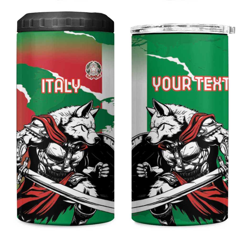 Personalized Italy 4 in 1 Can Cooler Tumbler Wolf Warrior Grunge Style