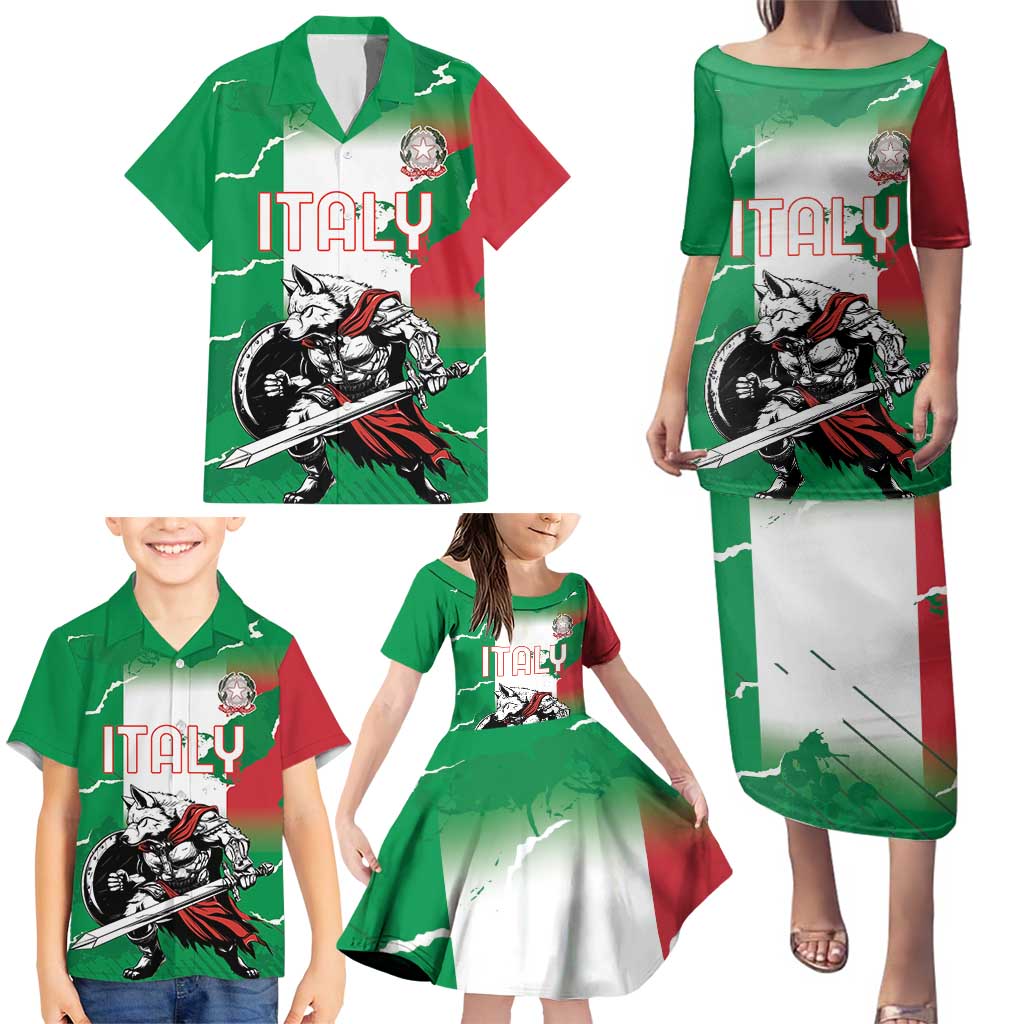 Personalized Italy Family Matching Puletasi and Hawaiian Shirt Wolf Warrior Grunge Style