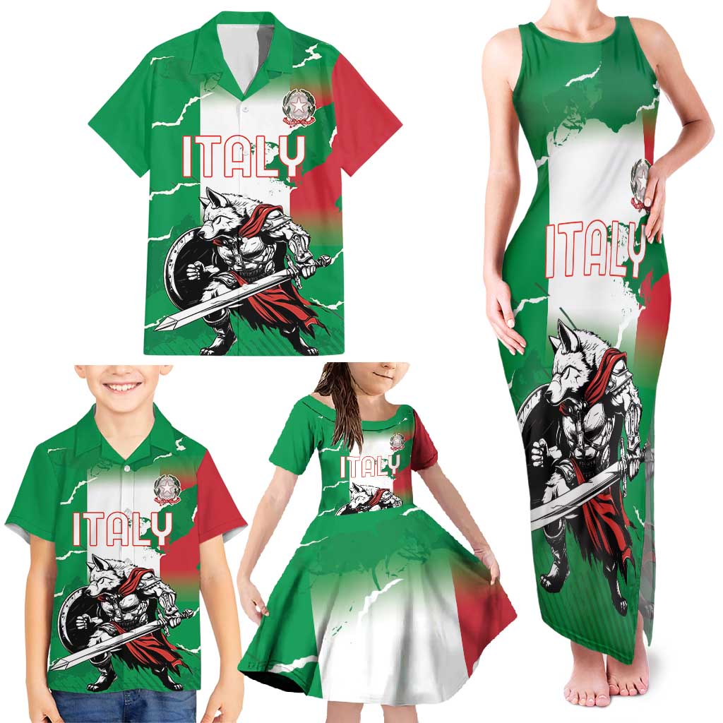 Personalized Italy Family Matching Tank Maxi Dress and Hawaiian Shirt Wolf Warrior Grunge Style - Wonder Print Shop