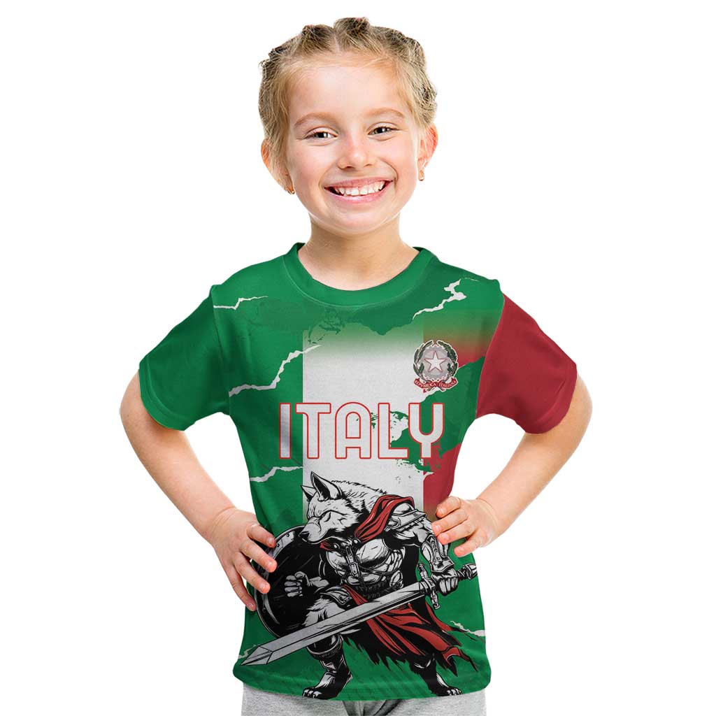 Personalized Italy Kid T Shirt Wolf Warrior Grunge Style - Wonder Print Shop