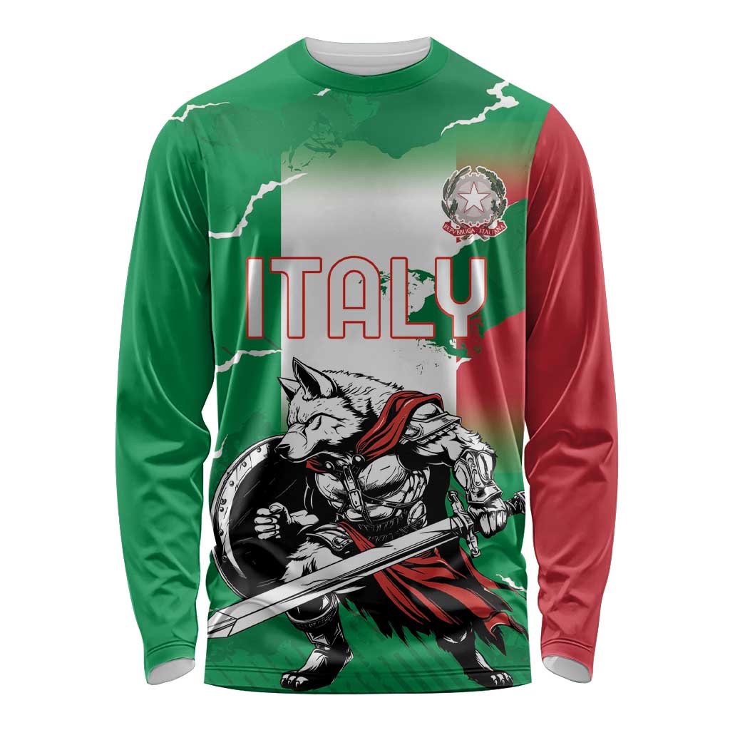 Personalized Italy Long Sleeve Shirt Wolf Warrior Grunge Style - Wonder Print Shop