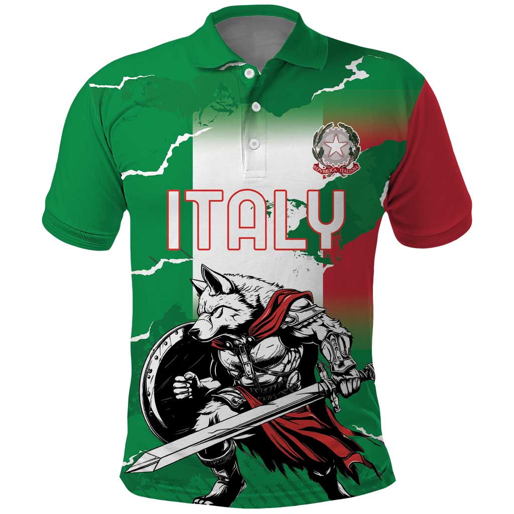 Personalized Italy Polo Shirt Wolf Warrior Grunge Style - Wonder Print Shop