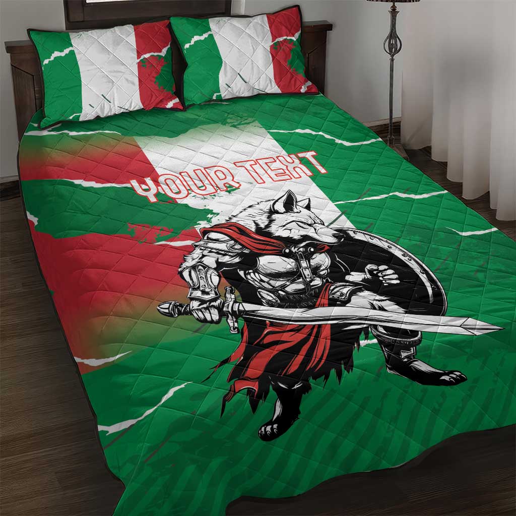 Personalized Italy Quilt Bed Set Wolf Warrior Grunge Style - Wonder Print Shop