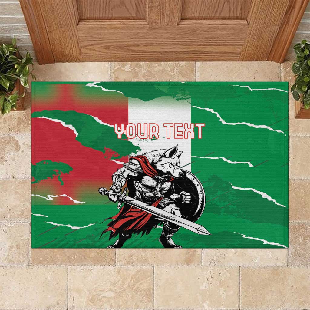 Personalized Italy Rubber Doormat Wolf Warrior Grunge Style - Wonder Print Shop