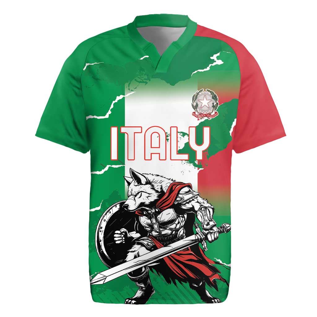 Personalized Italy Rugby Jersey Wolf Warrior Grunge Style