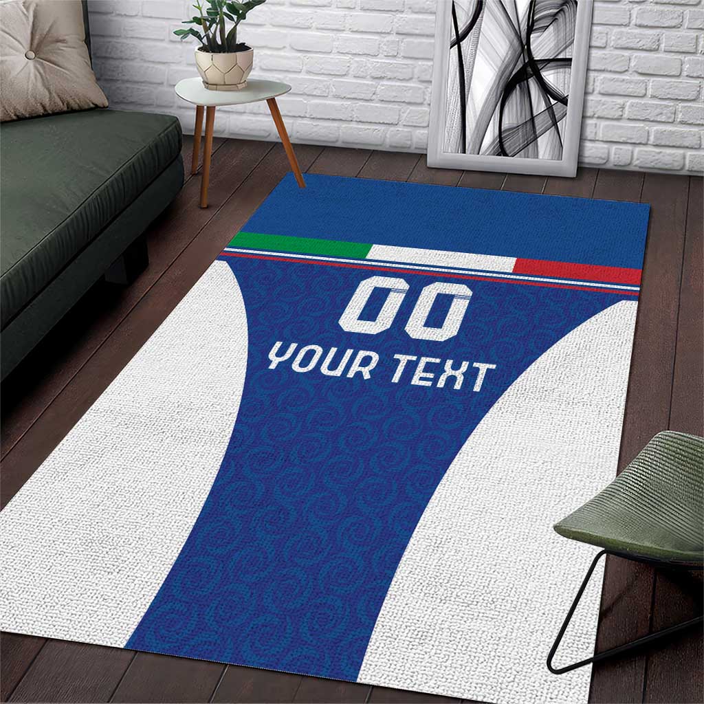 Custom Italy Football Area Rug Italy Flag Pattern On Blue - Wonder Print Shop