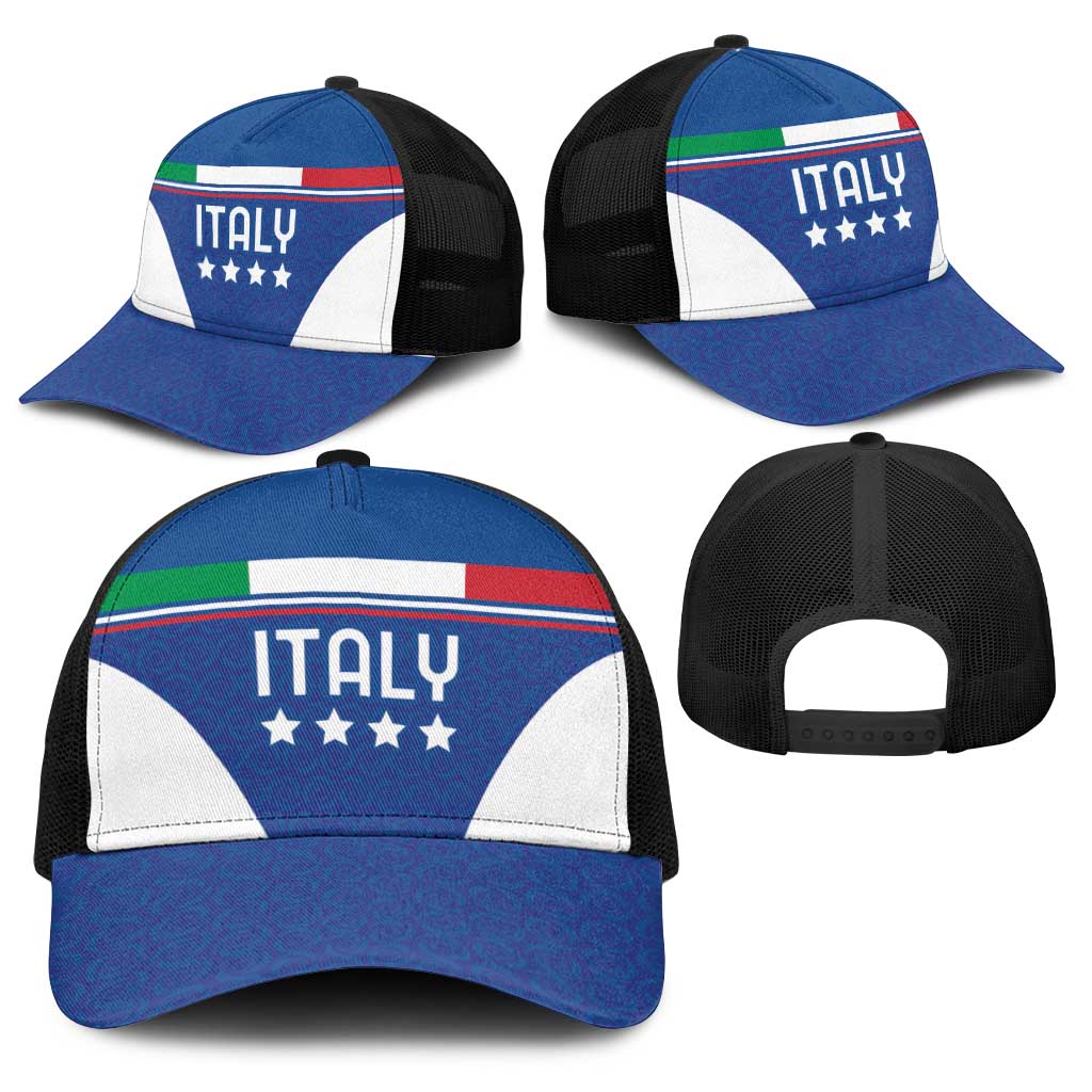Custom Italy Football Baseball Net Cap Italy Flag Pattern On Blue - Wonder Print Shop