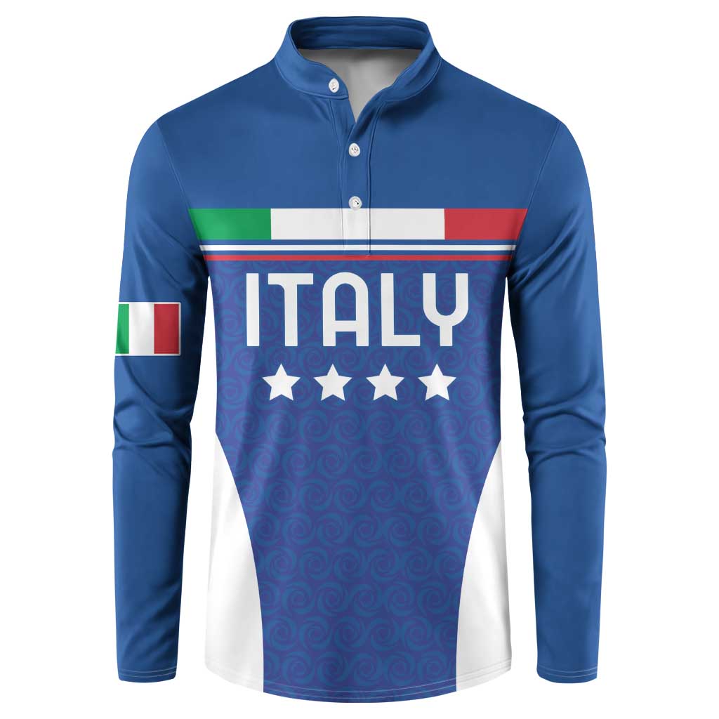 Custom Italy Football Button Sweatshirt Italy Flag Pattern On Blue - Wonder Print Shop