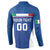 Custom Italy Football Button Sweatshirt Italy Flag Pattern On Blue - Wonder Print Shop