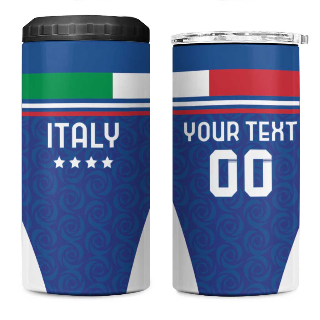 Custom Italy Football 4 in 1 Can Cooler Tumbler Italy Flag Pattern On Blue