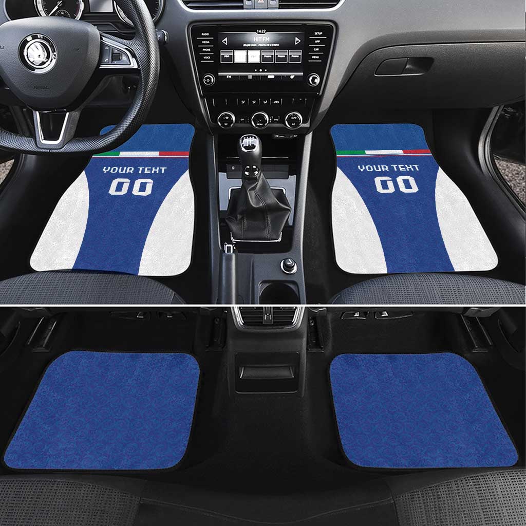 Custom Italy Football Car Mats Italy Flag Pattern On Blue - Wonder Print Shop