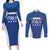 Custom Italy Football Couples Matching Long Sleeve Bodycon Dress and Long Sleeve Button Shirt Italy Flag Pattern On Blue