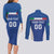 Custom Italy Football Couples Matching Long Sleeve Bodycon Dress and Long Sleeve Button Shirt Italy Flag Pattern On Blue