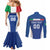 Custom Italy Football Couples Matching Mermaid Dress and Long Sleeve Button Shirt Italy Flag Pattern On Blue