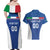 Custom Italy Football Couples Matching Off Shoulder Maxi Dress and Hawaiian Shirt Italy Flag Pattern On Blue