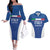 Custom Italy Football Couples Matching Off The Shoulder Long Sleeve Dress and Hawaiian Shirt Italy Flag Pattern On Blue