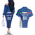 Custom Italy Football Couples Matching Off The Shoulder Long Sleeve Dress and Hawaiian Shirt Italy Flag Pattern On Blue