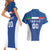 Custom Italy Football Couples Matching Short Sleeve Bodycon Dress and Hawaiian Shirt Italy Flag Pattern On Blue