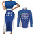 Custom Italy Football Couples Matching Short Sleeve Bodycon Dress and Long Sleeve Button Shirt Italy Flag Pattern On Blue