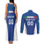 Custom Italy Football Couples Matching Tank Maxi Dress and Long Sleeve Button Shirt Italy Flag Pattern On Blue