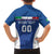 Custom Italy Football Family Matching Off The Shoulder Long Sleeve Dress and Hawaiian Shirt Italy Flag Pattern On Blue