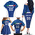 Custom Italy Football Family Matching Off The Shoulder Long Sleeve Dress and Hawaiian Shirt Italy Flag Pattern On Blue