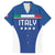 Custom Italy Football Family Matching Off The Shoulder Long Sleeve Dress and Hawaiian Shirt Italy Flag Pattern On Blue