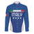 Custom Italy Football Family Matching Off The Shoulder Long Sleeve Dress and Hawaiian Shirt Italy Flag Pattern On Blue