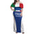 Custom Italy Football Family Matching Off Shoulder Maxi Dress and Hawaiian Shirt Italy Flag Pattern On Blue - Wonder Print Shop