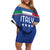 Custom Italy Football Family Matching Off Shoulder Short Dress and Hawaiian Shirt Italy Flag Pattern On Blue - Wonder Print Shop