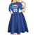 Custom Italy Football Kid Short Sleeve Dress Italy Flag Pattern On Blue - Wonder Print Shop