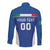 Custom Italy Football Long Sleeve Button Shirt Italy Flag Pattern On Blue