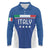 Custom Italy Football Long Sleeve Polo Shirt Italy Flag Pattern On Blue - Wonder Print Shop