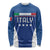 Custom Italy Football Long Sleeve Shirt Italy Flag Pattern On Blue - Wonder Print Shop