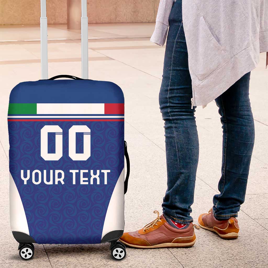 Custom Italy Football Luggage Cover Italy Flag Pattern On Blue - Wonder Print Shop