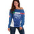 Custom Italy Football Off Shoulder Sweater Italy Flag Pattern On Blue