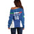 Custom Italy Football Off Shoulder Sweater Italy Flag Pattern On Blue