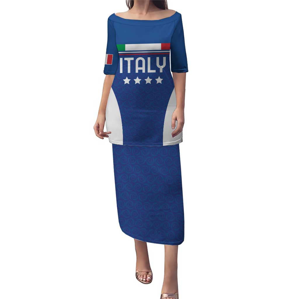 Custom Italy Football Puletasi Italy Flag Pattern On Blue