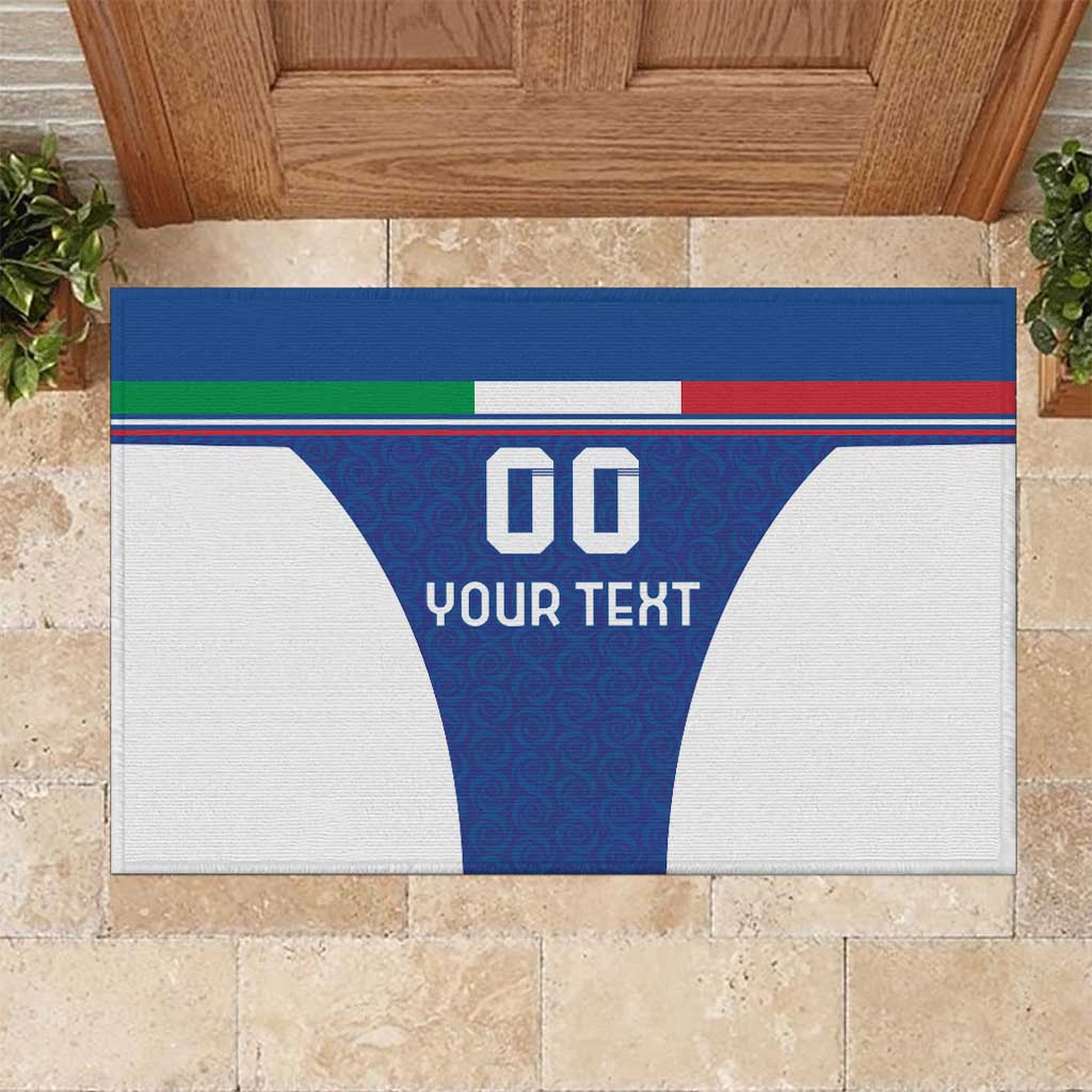 Custom Italy Football Rubber Doormat Italy Flag Pattern On Blue