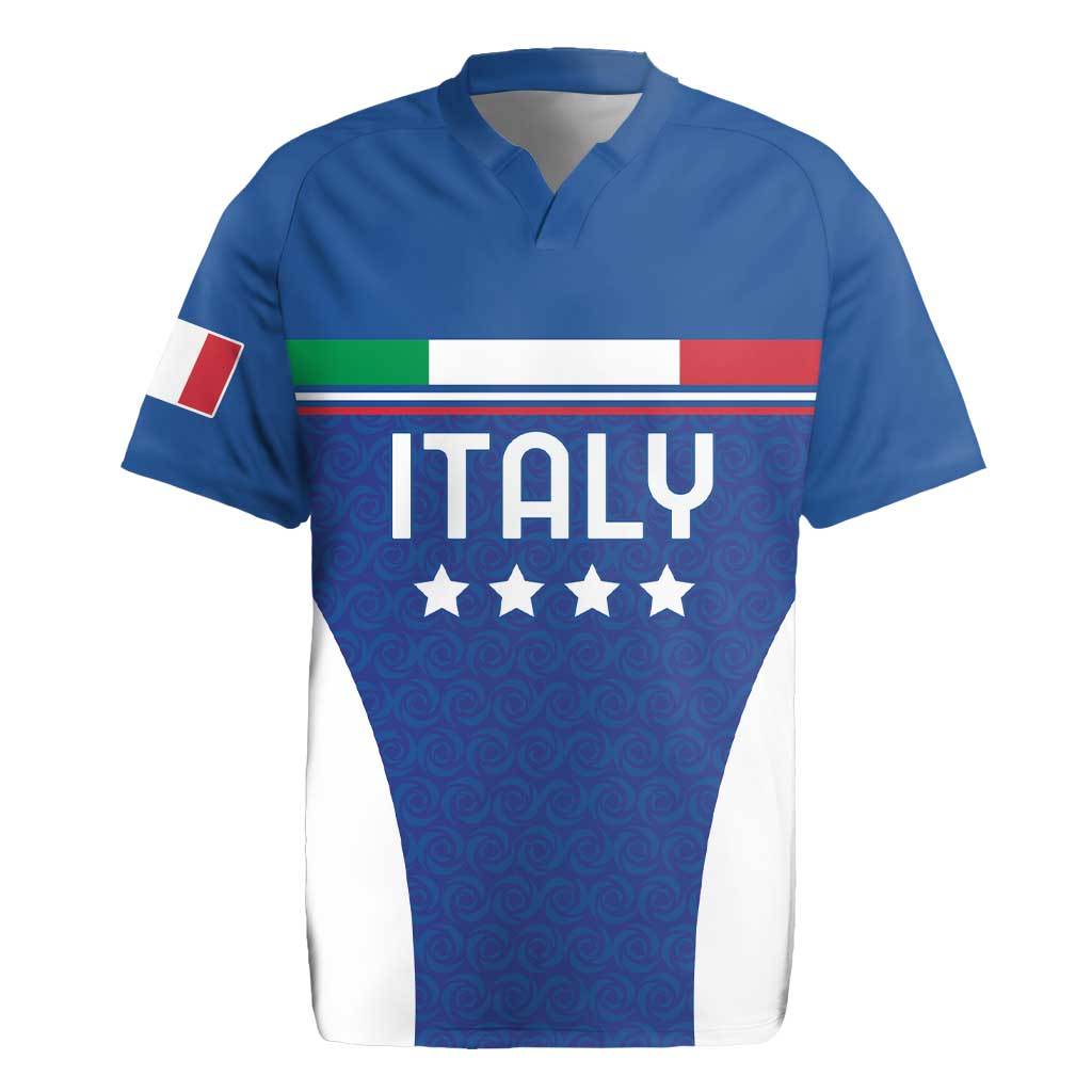 Custom Italy Football Rugby Jersey Italy Flag Pattern On Blue