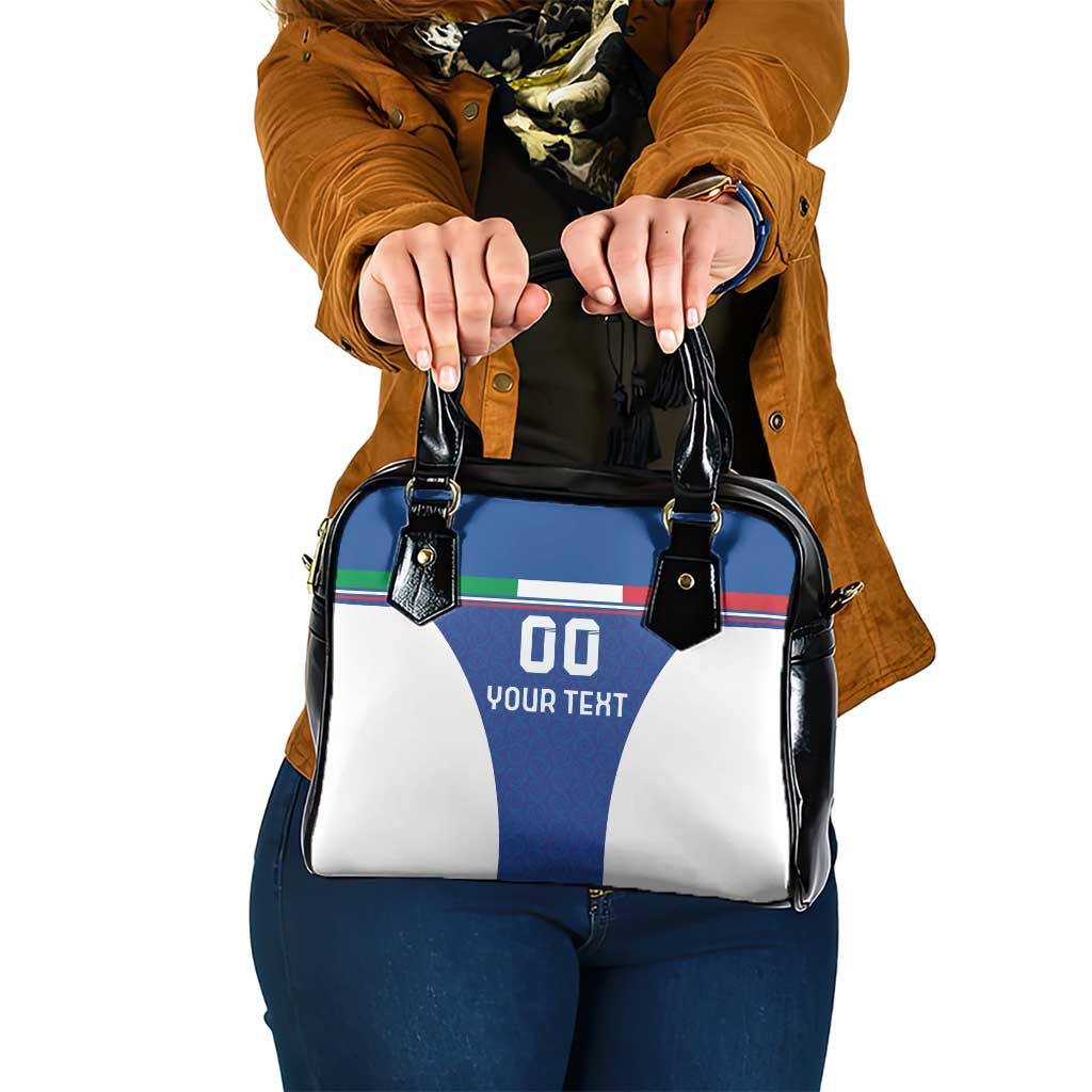 Custom Italy Football Shoulder Handbag Italy Flag Pattern On Blue