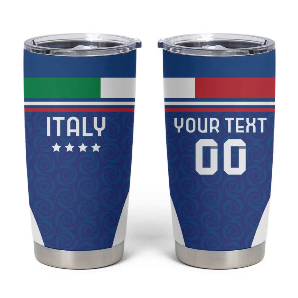 Custom Italy Football Tumbler Cup Italy Flag Pattern On Blue