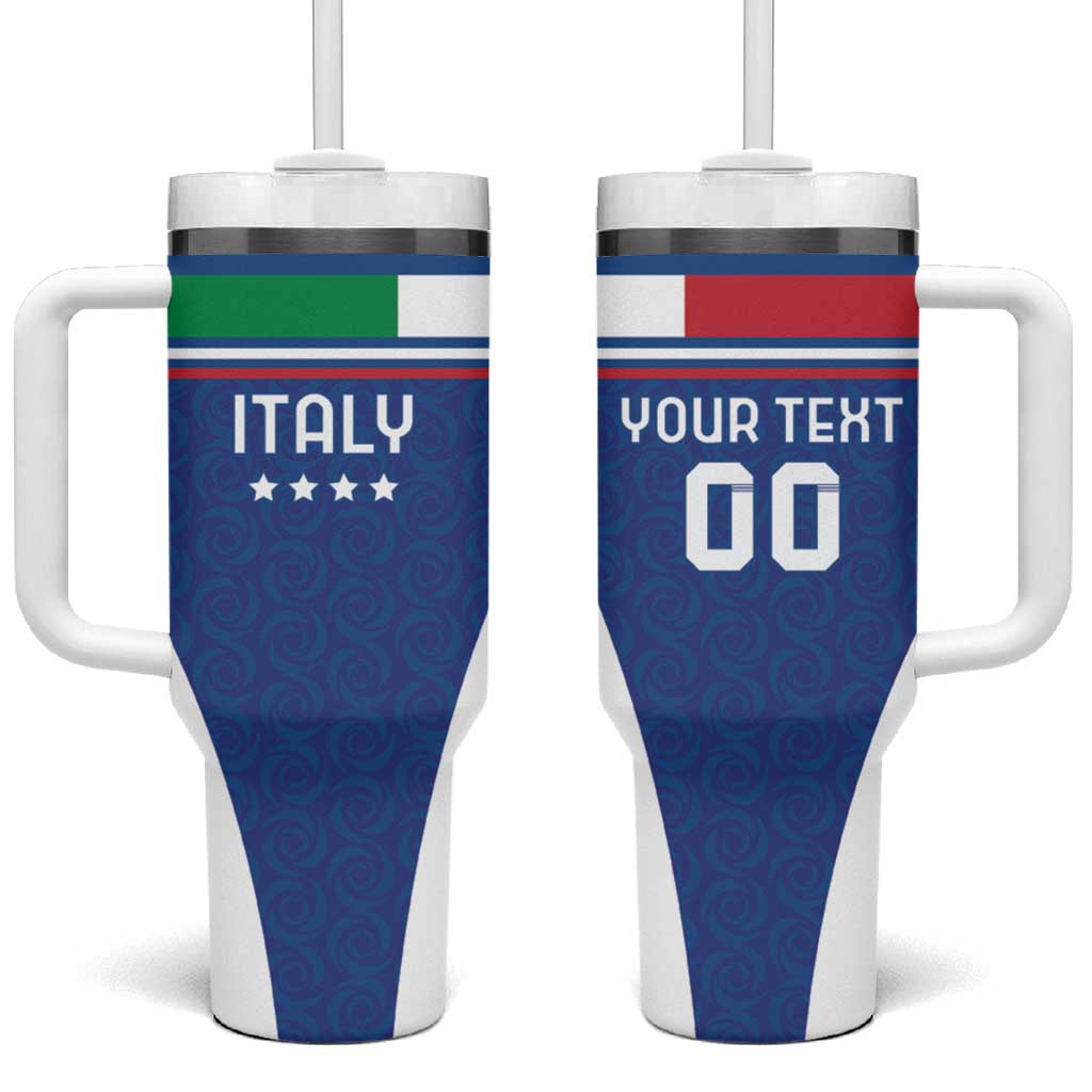 Custom Italy Football Tumbler With Handle Italy Flag Pattern On Blue